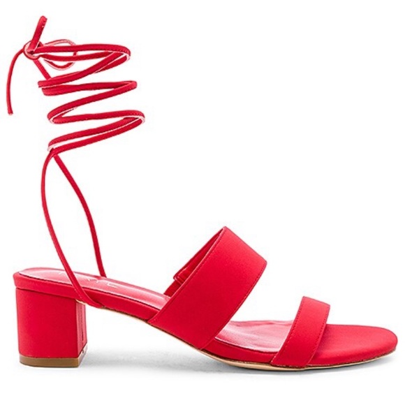 Raye Paris Tie Up Block Heel In Red Size 7 - Picture 2 of 9